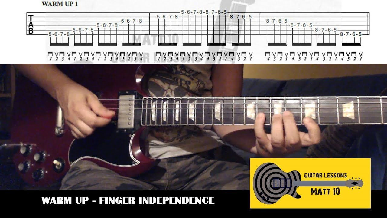 Guitar Warm Up Exercises Finger Independence - GUITAR LESSON with TAB
