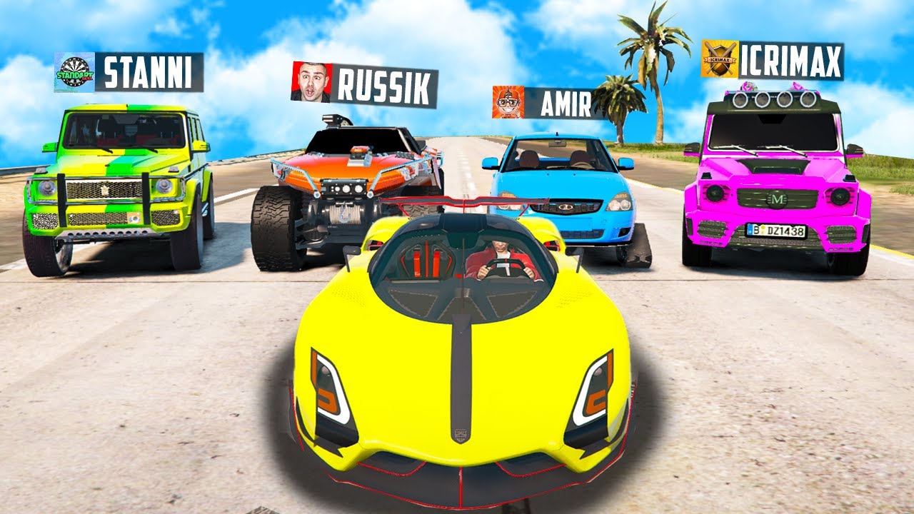 4 YOUTUBER mit ZUFÄLLIGEN WÜRFEL AUTOS JAGEN in GTA 5!