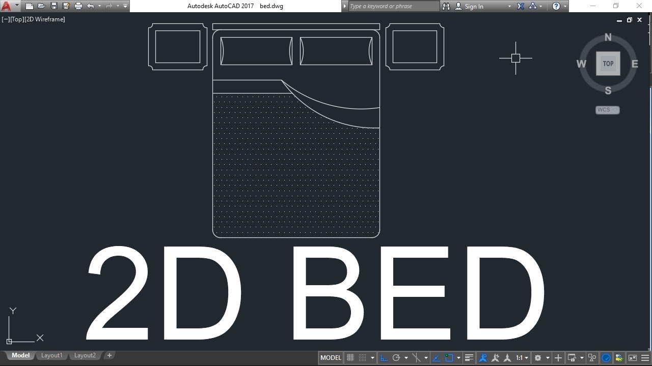 AutoCAD 2D Bed Furniture Block | Free CAD Furniture Block Tutorial