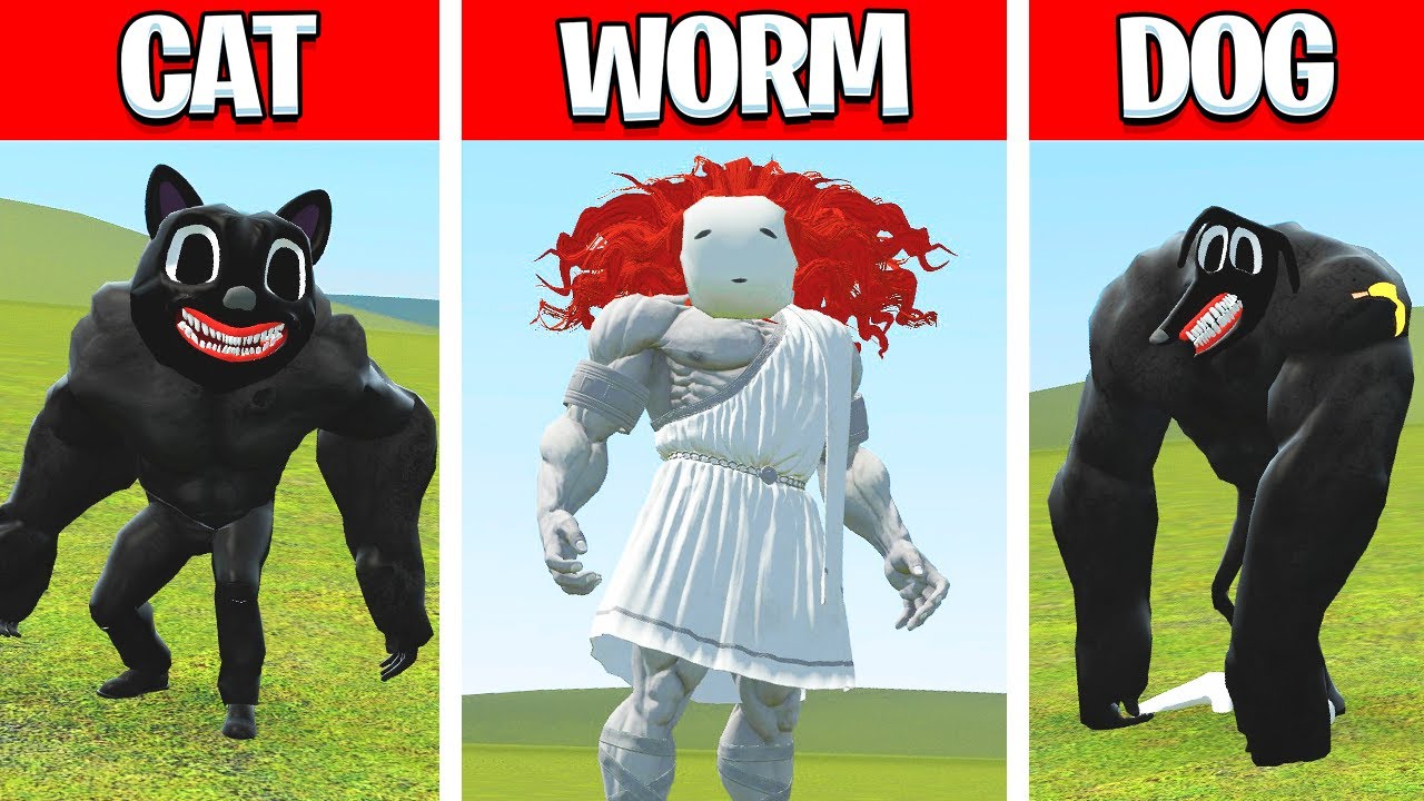 CARTOON CAT vs DOG vs BRIDGE WORM (Garry's Mod)