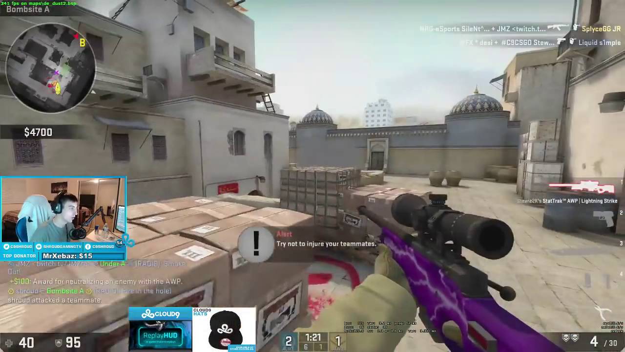 Shroud streams with Stewie2k s1mple vs Steel and Hades on FPL