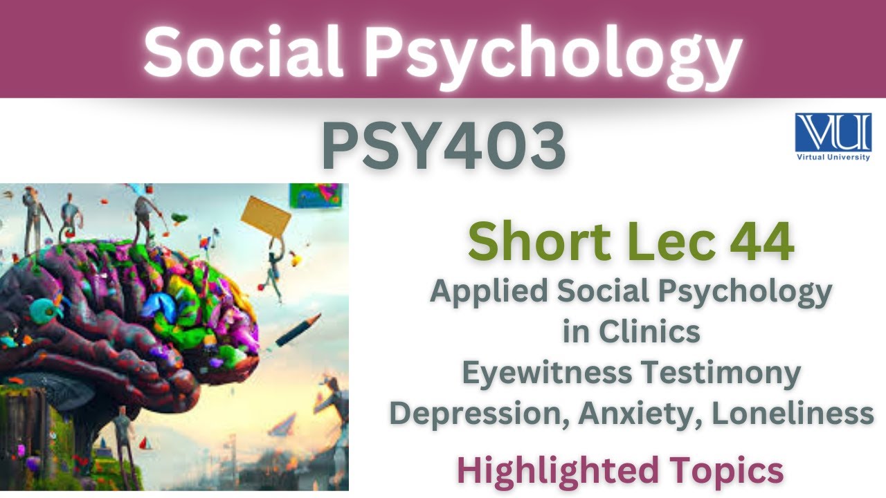 PSY403 Short Lecture 44_Applied Social Psychology in Clinics_Depression_Anxiety_Loneliness_Psy403