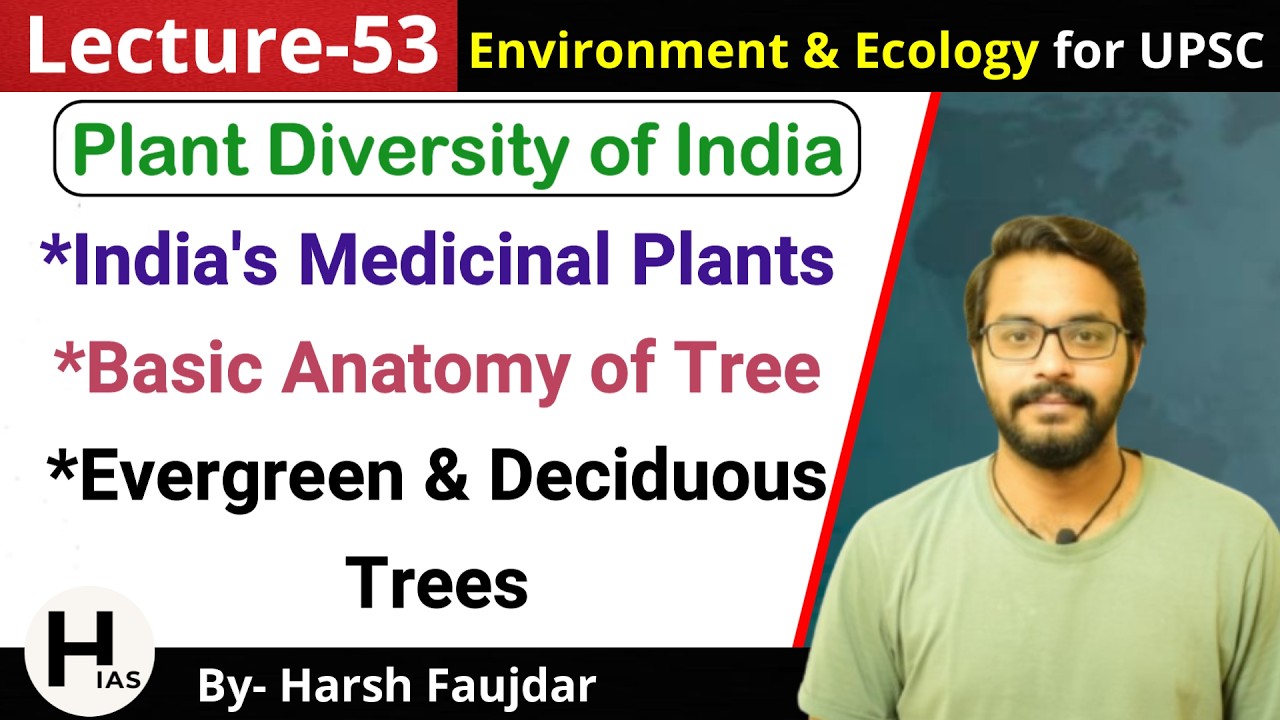 E53: Anatomy of Tree, Evergreen & Deciduous Trees, India's Medicinal Plants | Environment for UPSC