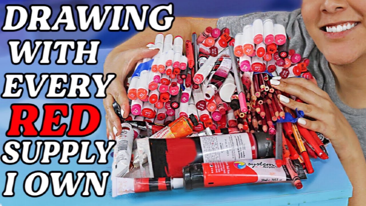 Drawing With Every Single Red Art Supply I Own..*so much reddd*