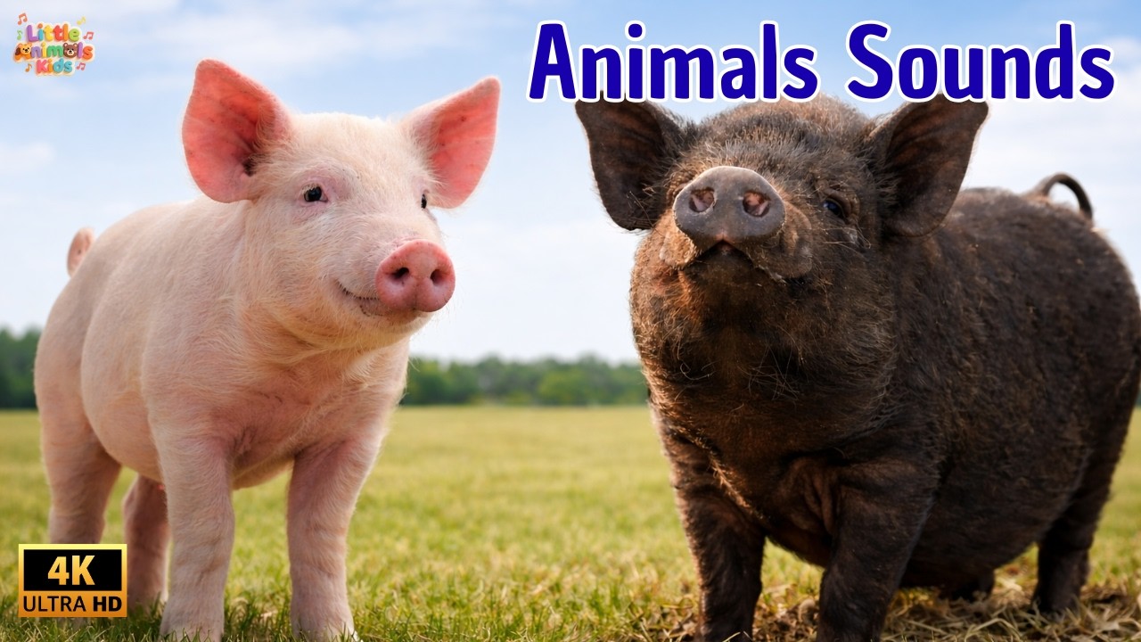 Animal Sounds for Children in 4K | 40 Animals to Learn | Pig, Cow, Lion & More