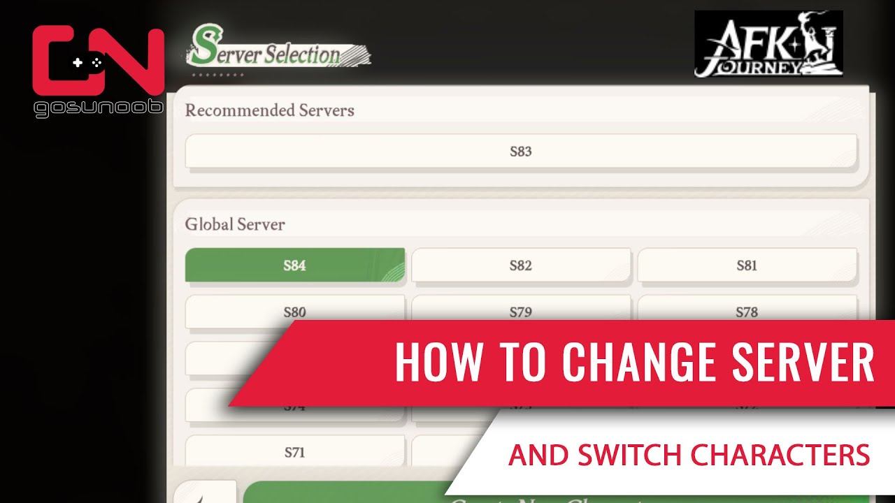 How to Change Server and Switch Characters in AFK Journey