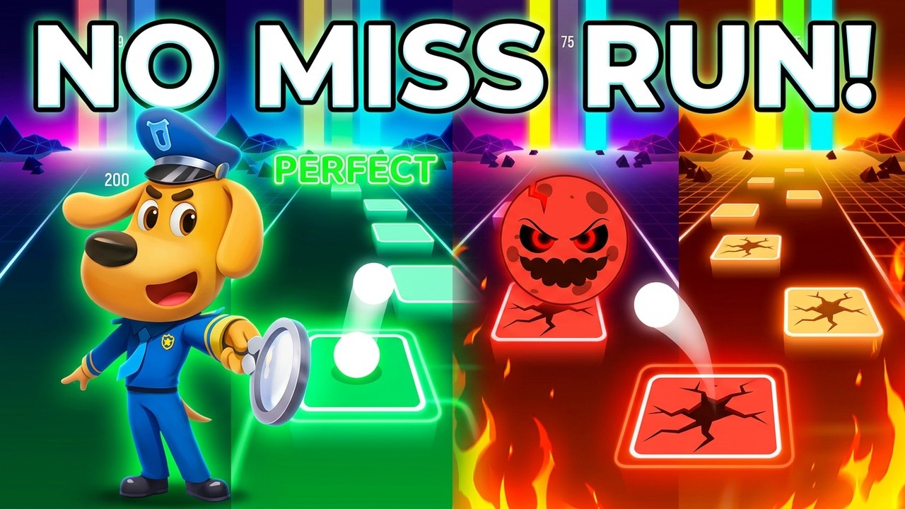 SIREN HEAD vs CARTOON BEARS Tiles Hop INSANE Speed Run