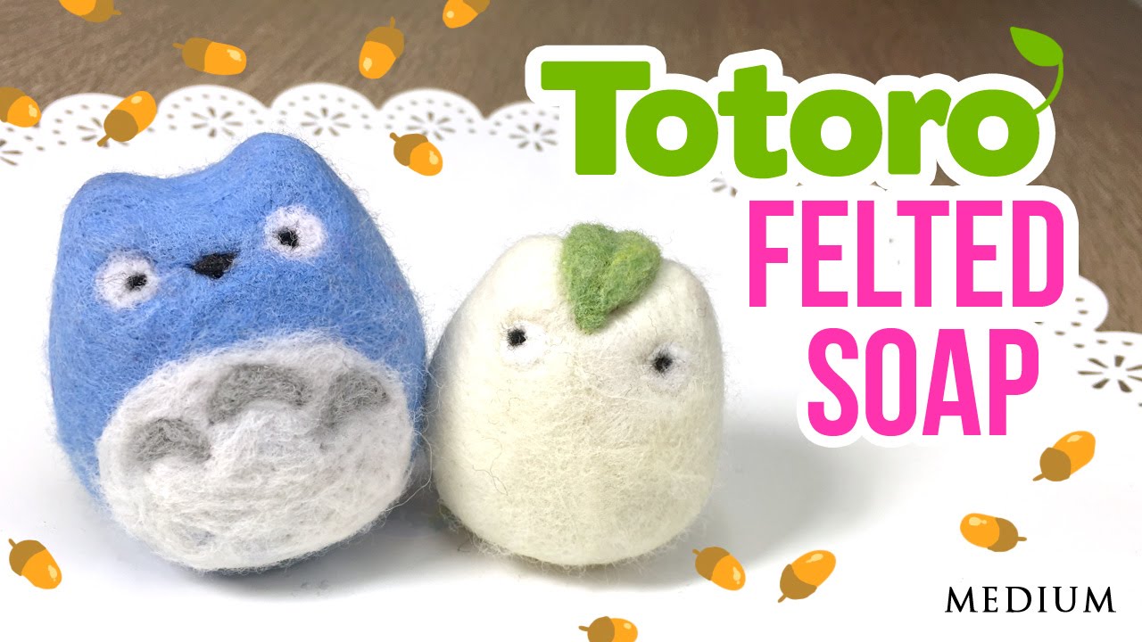 DIY Totoro Felted Soap - Make cute soaps in ANY shape you like! (ASMR)