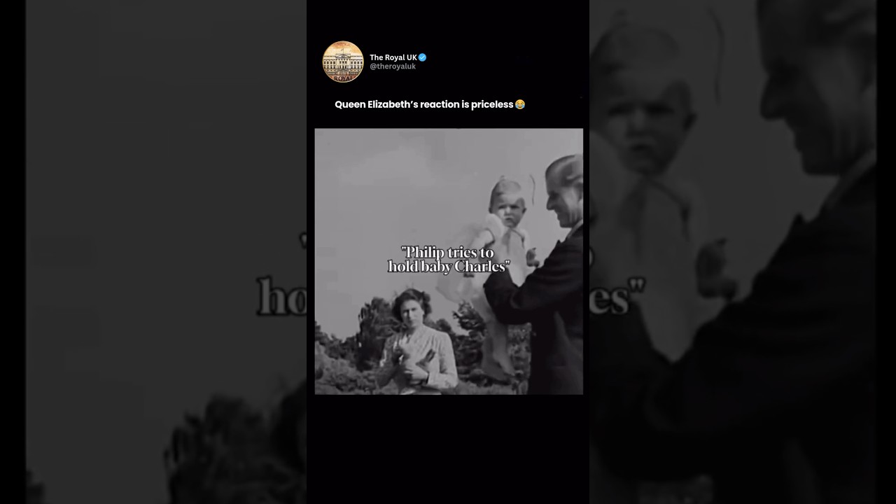 Queen Elizabeth&rsquo;s hilarious reaction to Prince Philip holding baby Charles! #RoyalFamily #Throwback