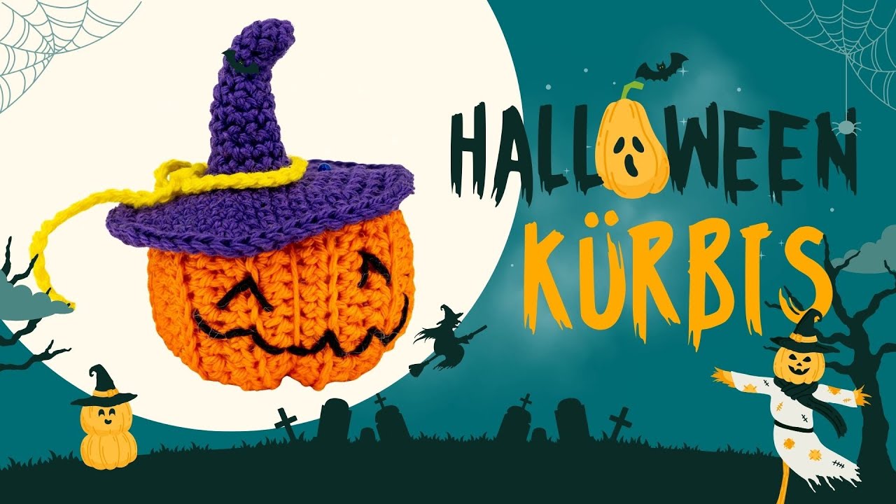Kürbis häkeln mit Hexenhut 🎃 | Häkelanleitung by justMiko