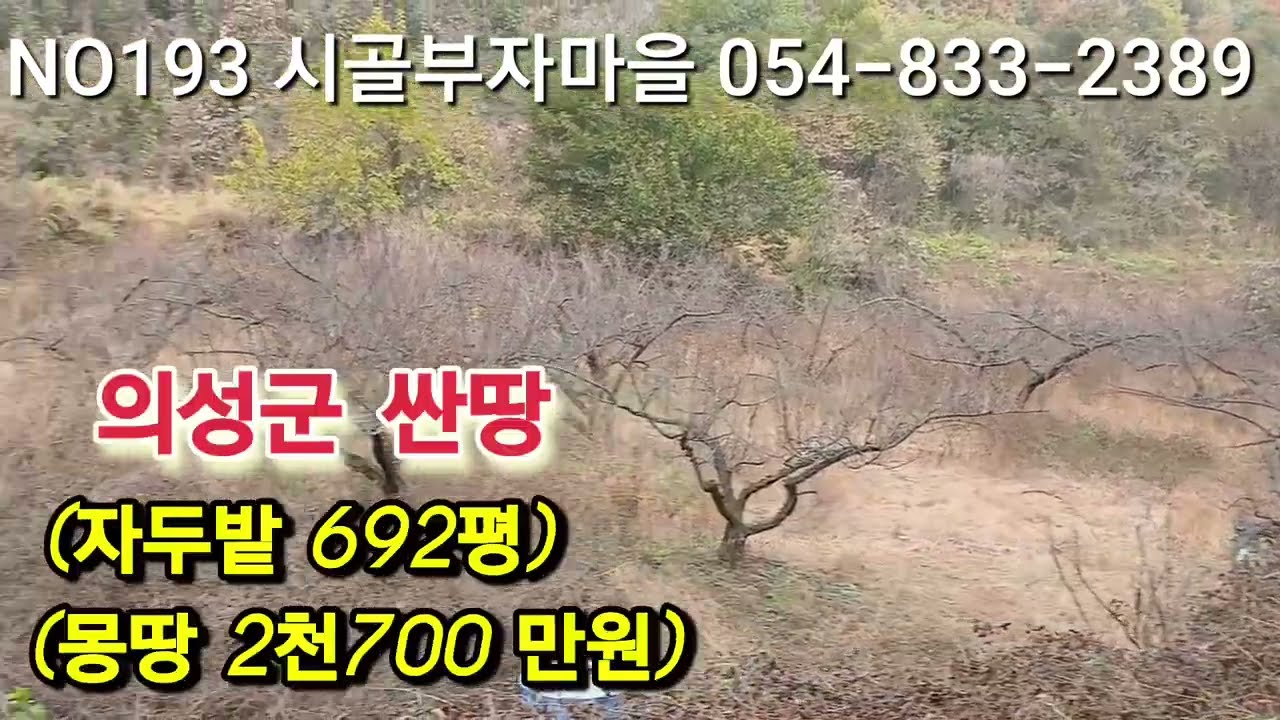 #193번    시골부자마을#의성군싼 땅#692평#매매가2천700만원#의성싼땅매매#의성주말농장#의성쉼터#경북싼땅#영천싼땅#귀농귀촌