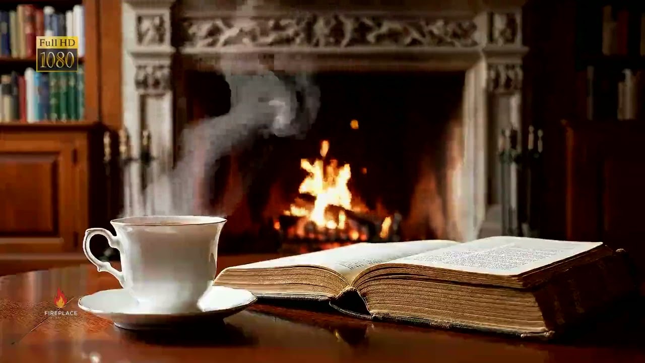 Cozy Winter Ambience Full HD ❄️ Fireplace 10 Hours Crackles, Falling Snow & Cabin Warmth