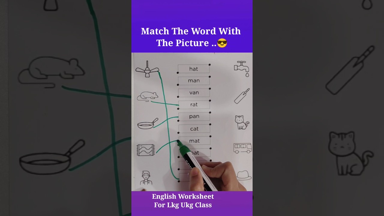 Match the word with the picture 😎| English Worksheet For LKG UKG Class#shorts#englishworksheet2