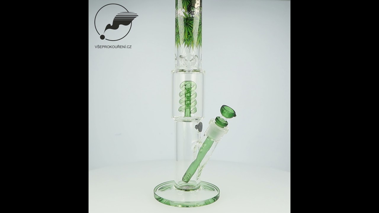 Skleněn&yacute; bong s perkolac&iacute; Black Leaf Ice Spiral, 44cm