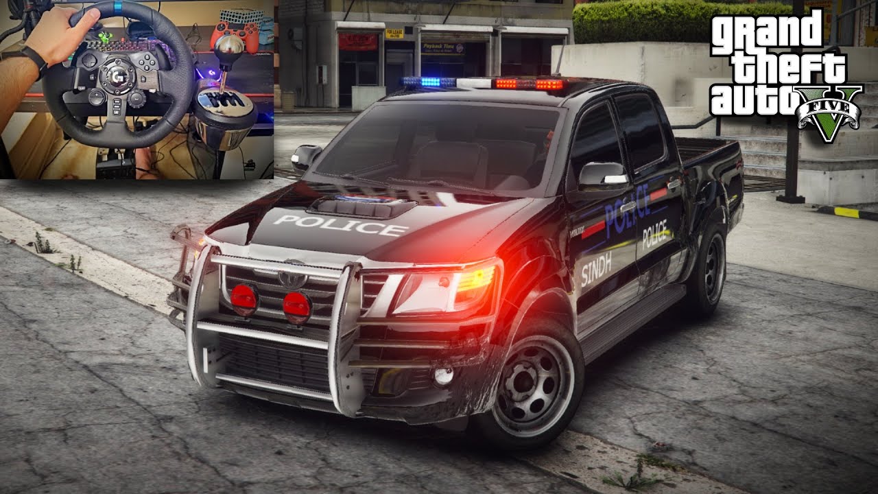 KARACHI SINDH POLICE BLACK VIGO 'TOYOTA HILUX' | LOGITECH G923 STEERING WHEEL | GTA 5 MODS PAKISTAN
