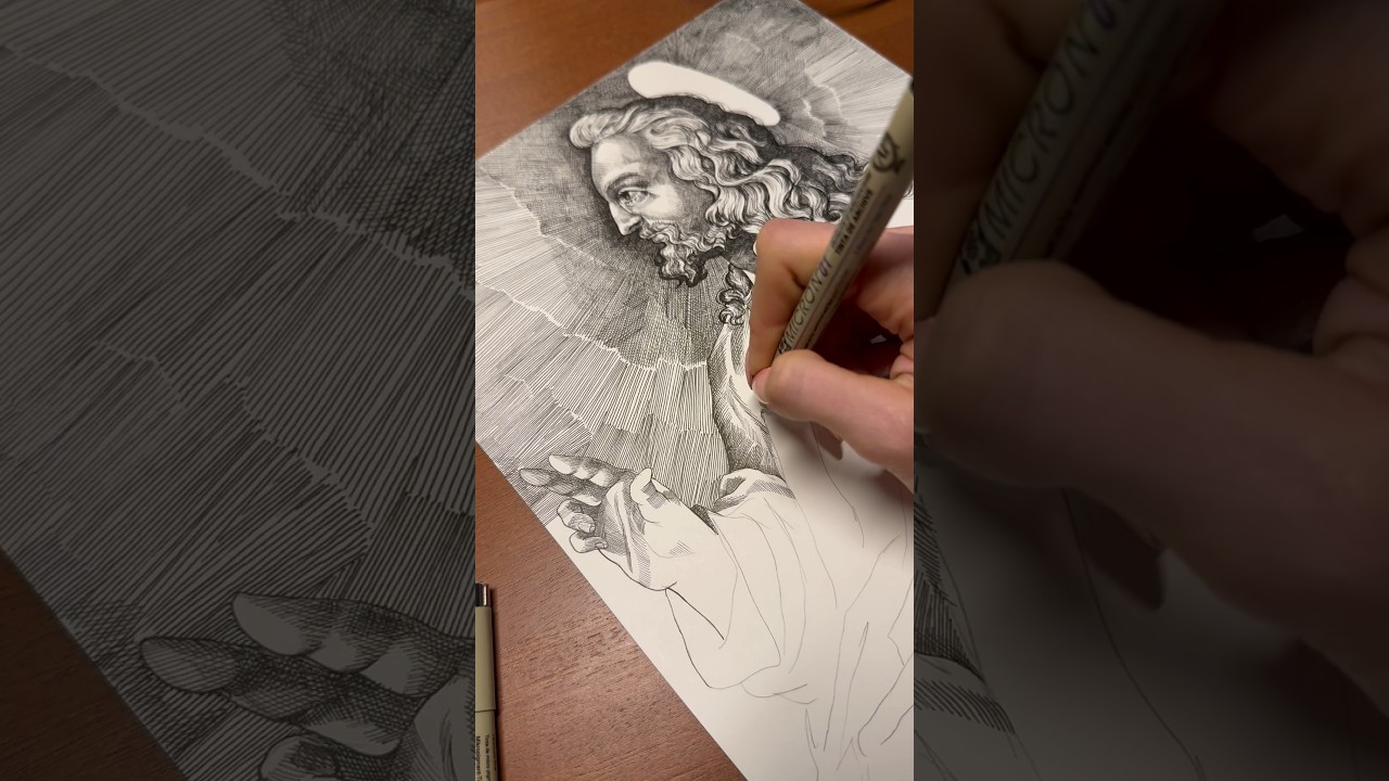 Drawing on old etching using micron pens. 😎 #art #artist #drawing