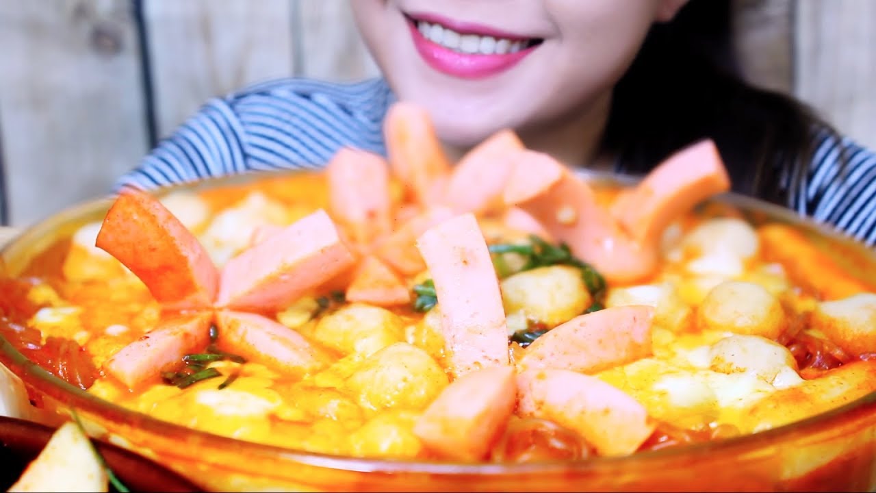 ASMR CHEESY SPICY RICE CAKES NOODLES (EATING SOUNDS) No Talking | LINH ASMR