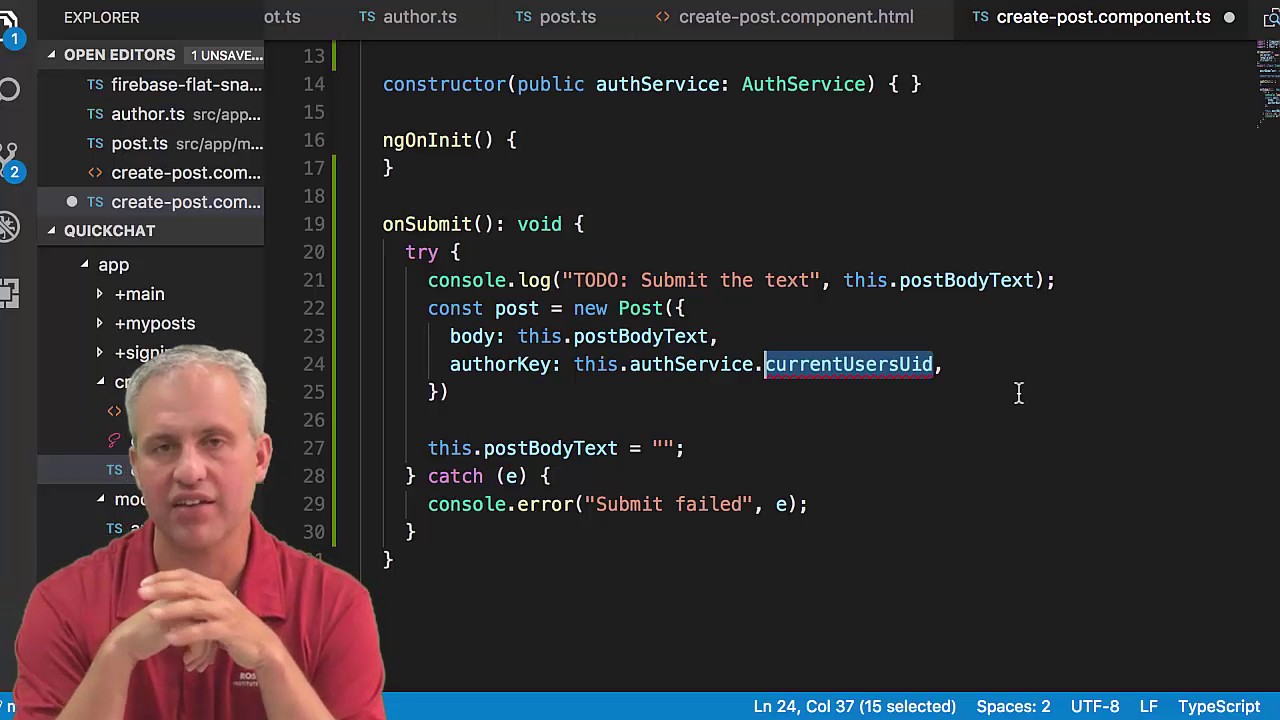 Angular with Firebase course - Quick Chat - 10 Create Post form