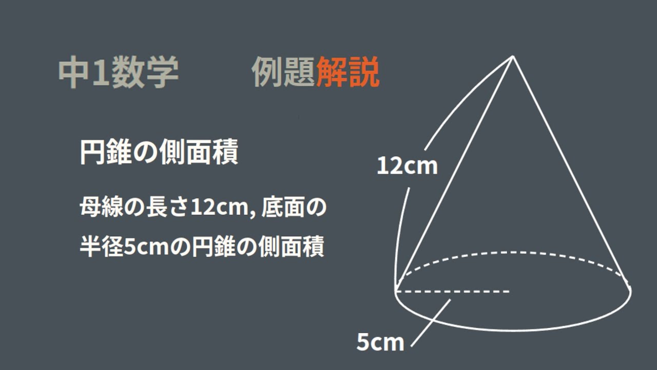 中1　円錐の側面積　基本問題