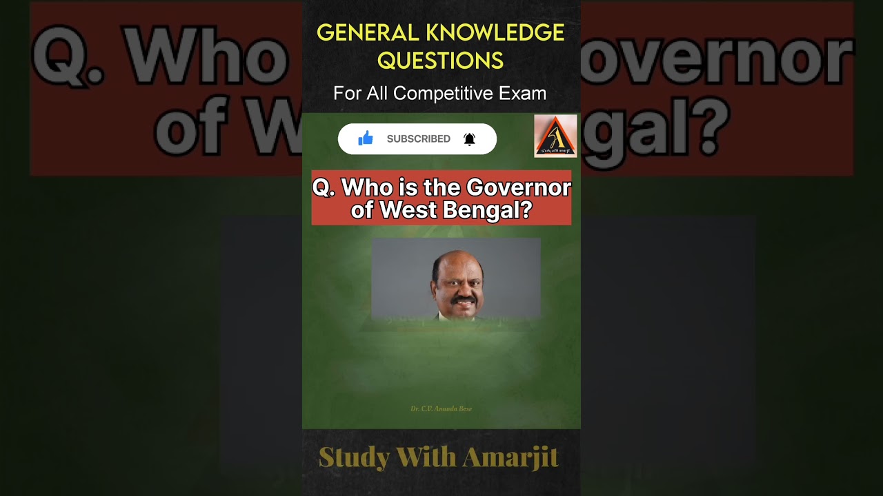 Governor of West Bengal | General Knowledge Questions #gk #ssc #ssccgl #psc #wbpsc #governor #wb