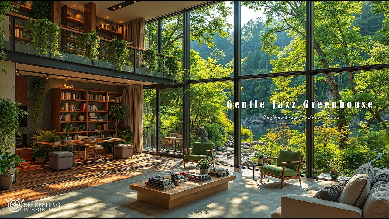 Gentle Jazz in Peaceful Greenhouse Ambience | Smooth Jazz Playlist with Nature Sounds for Focus
