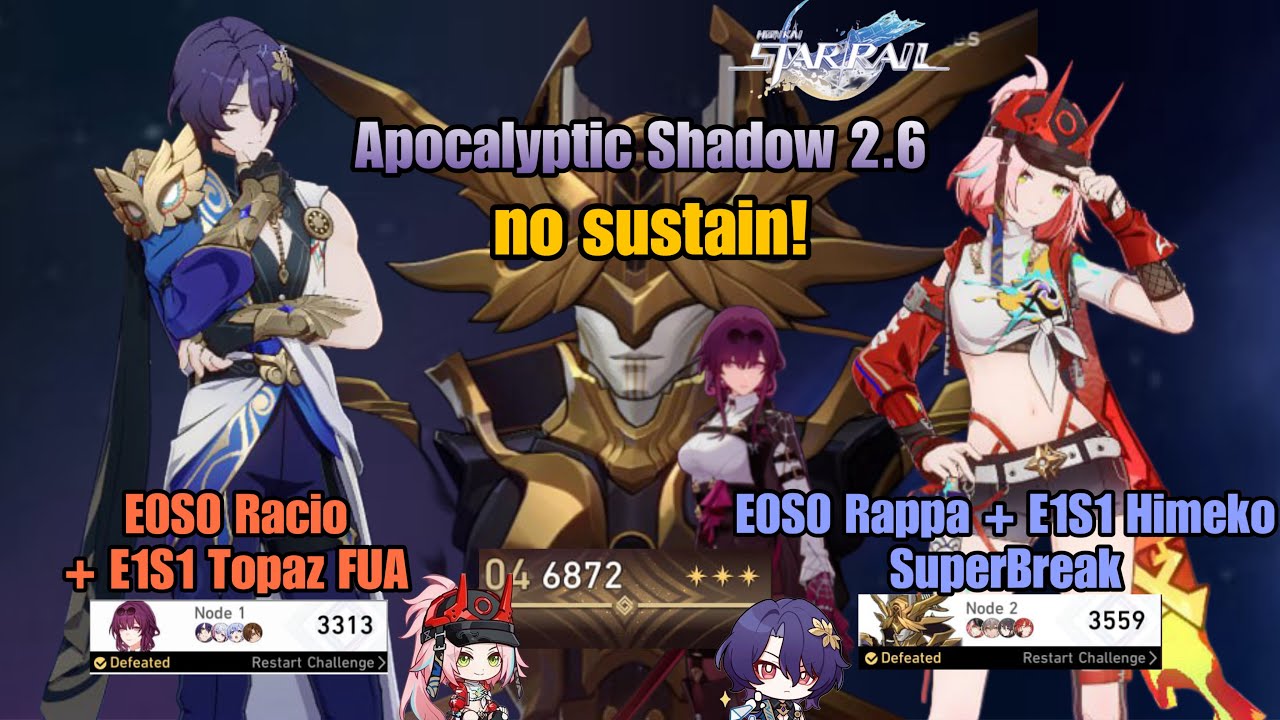 Apocalyptic Shadow 2.6 - E0S0 Racio + E1S1 Topaz x E0S0 Rappa + E1S1 Himeko | Honkai Star Rail