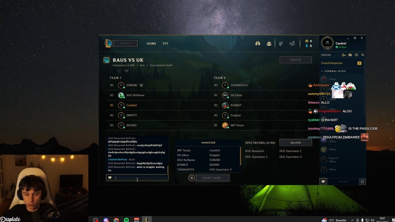 Caedrel scrim with his team UK vs Thebausff team