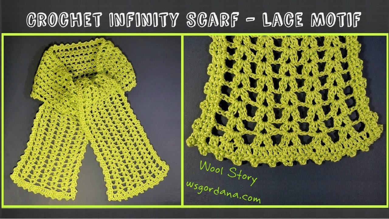 Easy Crochet Infinity Scarf - Lace Motif (Heklani šal)