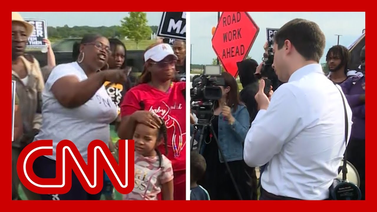 Angry protesters confront Mayor Pete Buttigieg