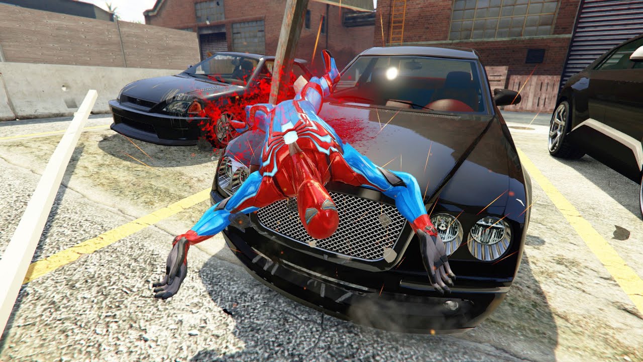 GTA V - Best Extreme Ragdolls And Fails V.79 Spider-Man: Velocity Falling On Cars (Slow Motion)