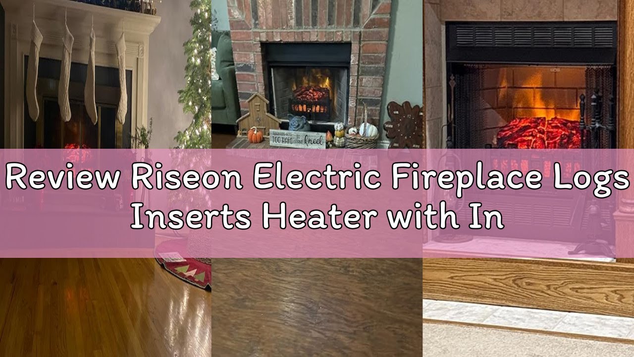 Review Riseon Electric Fireplace Logs Inserts Heater with Infrared Remote Controller 5 Flame Brightn