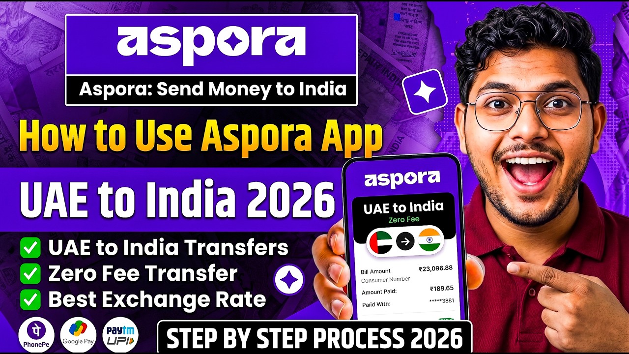 How to Use Aspora App UAE to India 2026 | Aspora Se Paisa Kaise Bheje, Zero Fee Money Transfer Guide