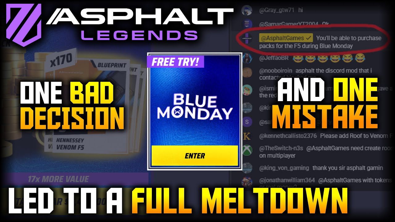 Venom F5 / Blue Monday Debacle: A Yap-Chronology (Asphalt Legends)