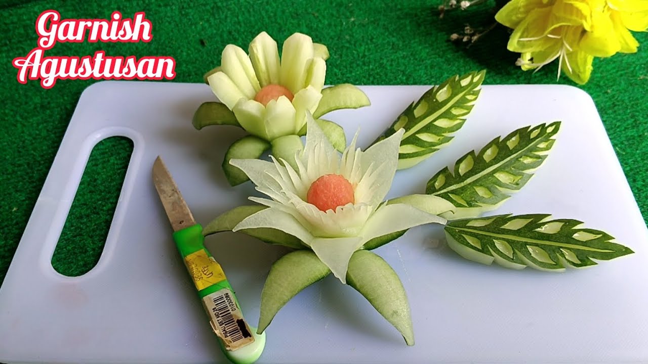 garnish merah putih, 1 timun jadi 5 garnish cantik