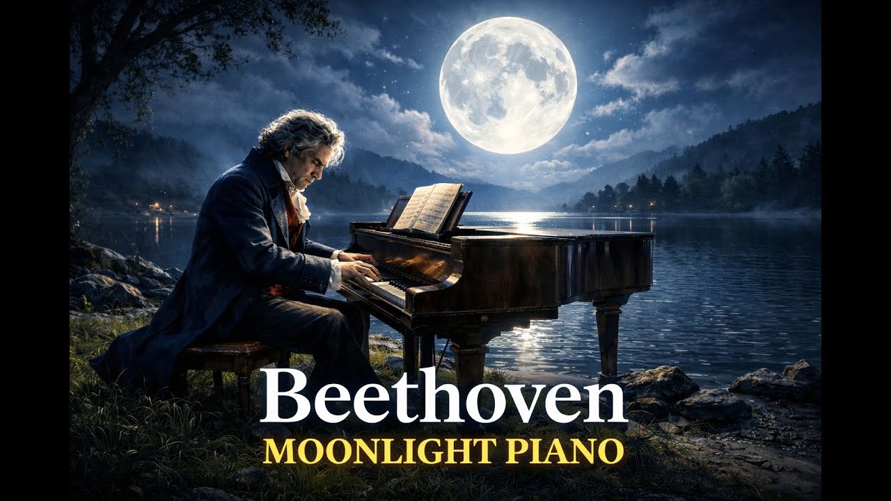 Beethoven Moonlight Sonata | Piano by the Lake 🌙🎹 4K Relaxing Classical Music