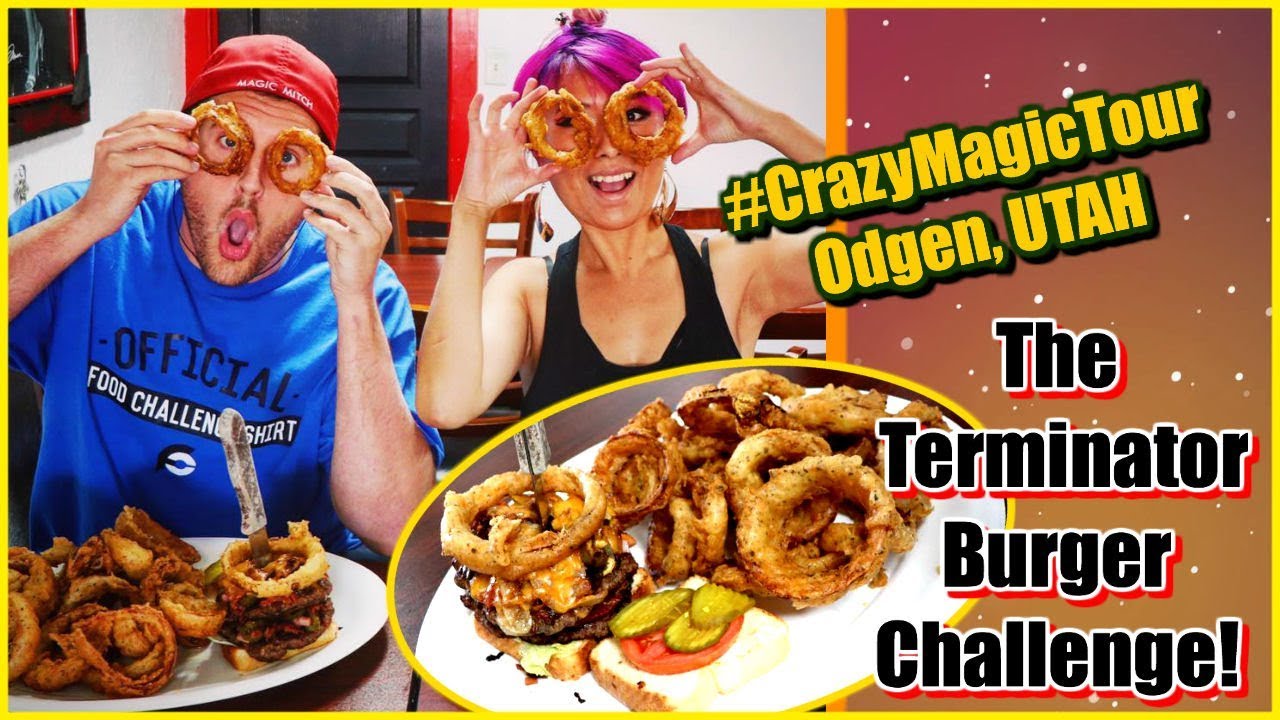 Terminator Burger Challenge ft. Magic Mitch in Odgen, UTAH | #CrazyMagicTour - RainaisCrazy