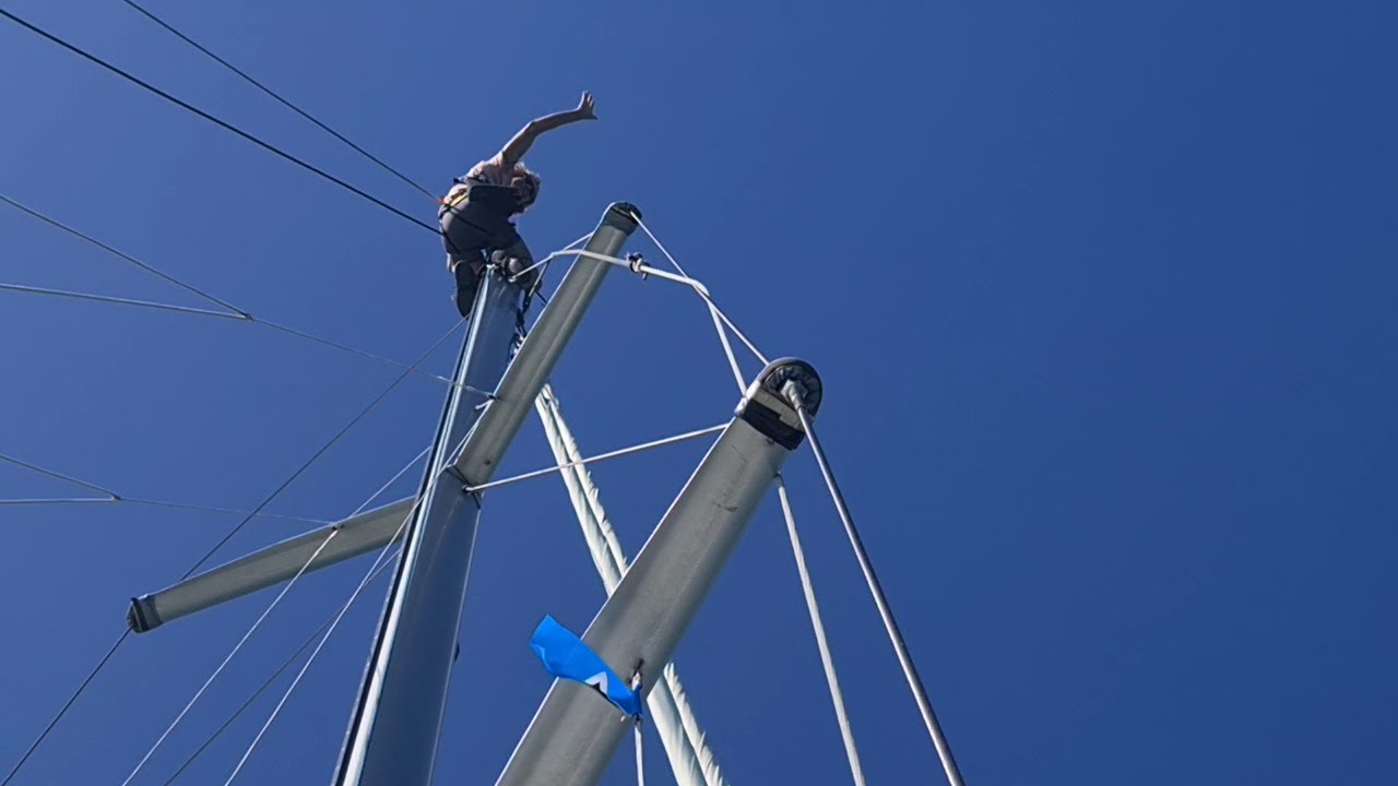 Climbing the Mast of a Sailing Yacht - Alone