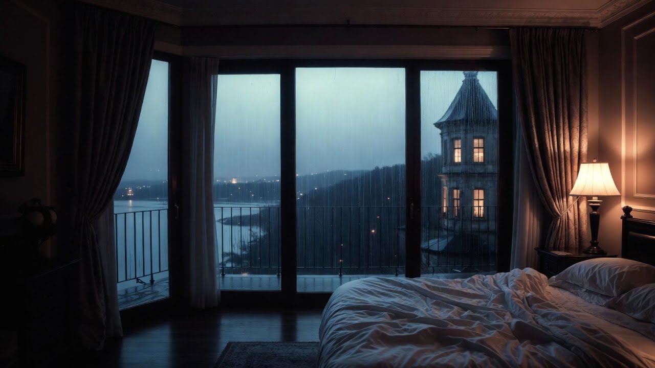 Gentle Rain in a Dark Mountain Bedroom 🌧️ No Ads  Deep Sleep & Calm Night Ambience