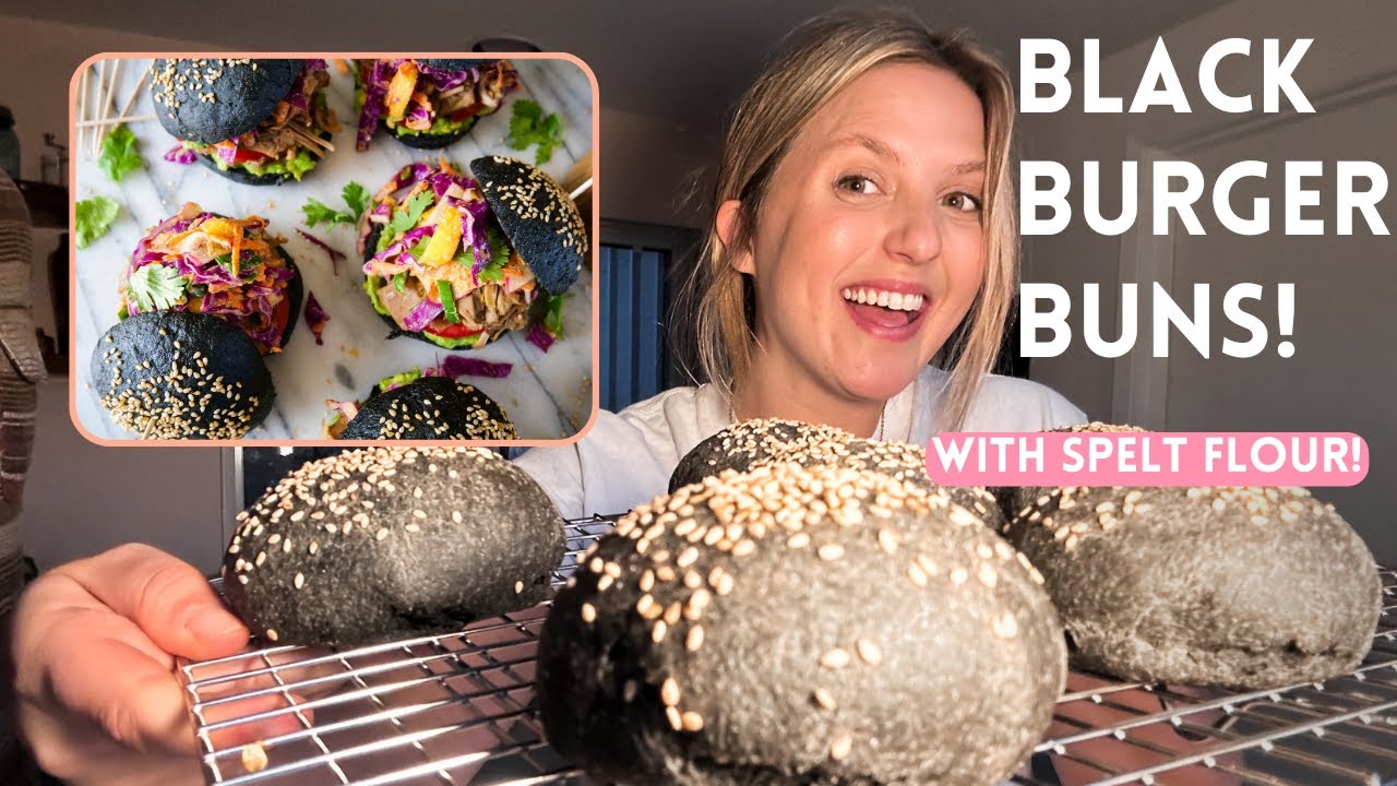 BLACK BURGER BUNS! | Activated Charcoal Sliders | Online Recipe Tutorial | Organic Spelt Bread