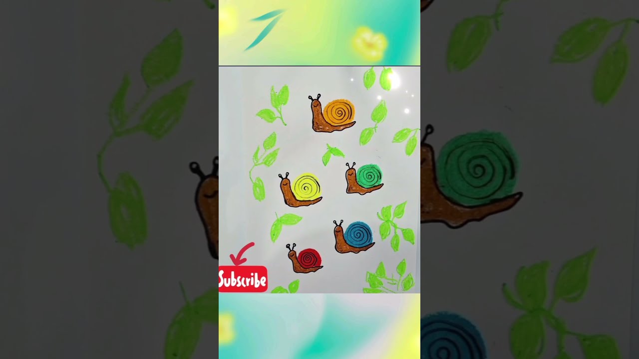 5 Colorful Snails Drawing with Crayons 🌿🌀