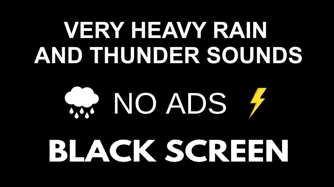 Heavy Rainstorm and Strong Thunder Sounds for Sleeping | Black Screen Rain for Sleep, Fall Asleep