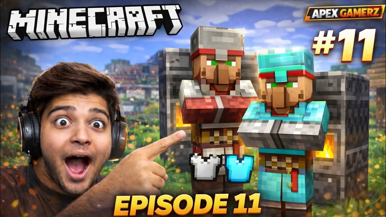 Armor Trader Villagers OP 😱🔥 | Blast Furnace Setup | Minecraft Survival Episode 11 | Apex Gamerz