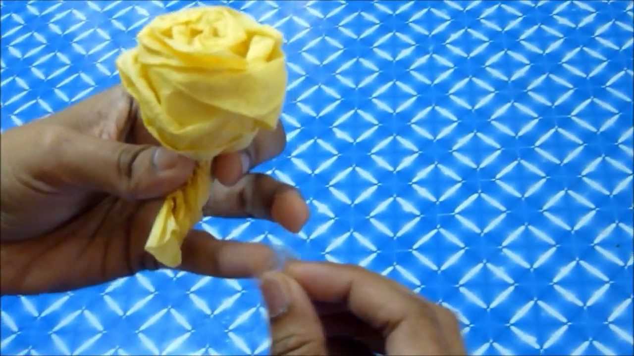 How to make an Easy Napkin Rose ( No 2) ~ Yellow Rose ~ Tissue Paper Rose Instructions /Ideas...