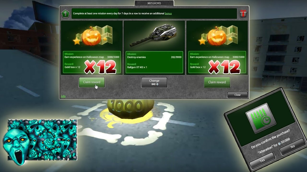 Tanki Online +50 Gold box missions!! | Halloween 2017 | Танках Онлайн