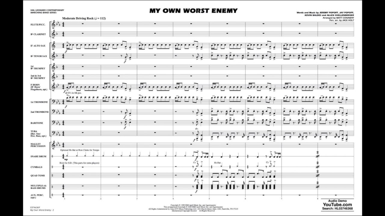 My Own Worst Enemy arranged by Matt Conaway