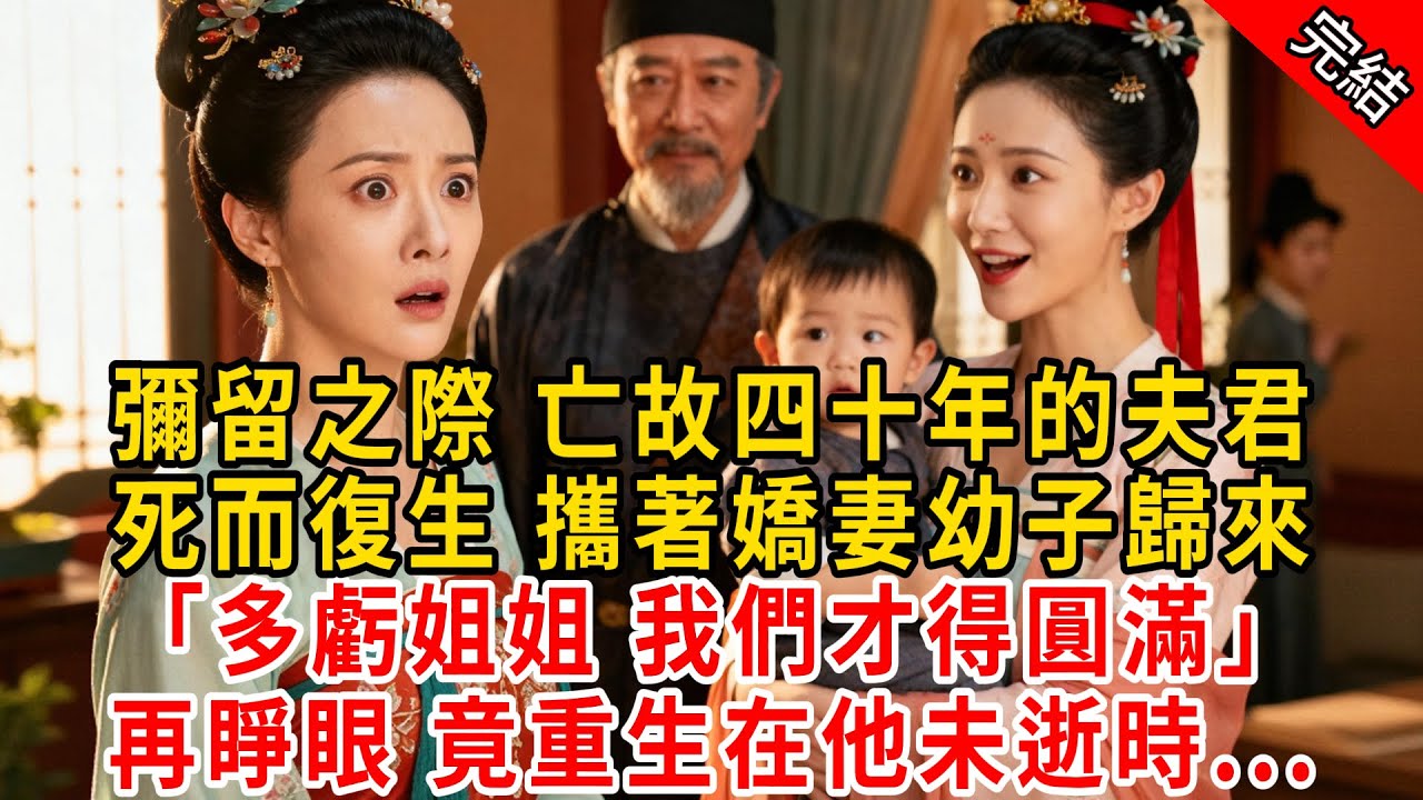 彌留之際 亡故四十年的夫君，死而復生 攜著嬌妻幼子歸來；「多虧姐姐 我們才得圓滿」再睜眼 竟重生在他未逝時...#原创 #古言 #小说 #重生 #爽文