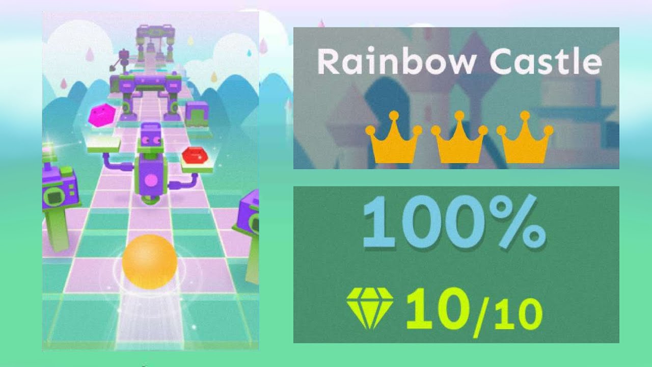Rolling Sky Bonus 57 Rainbow Castle All Gems and Crowns [★★★]