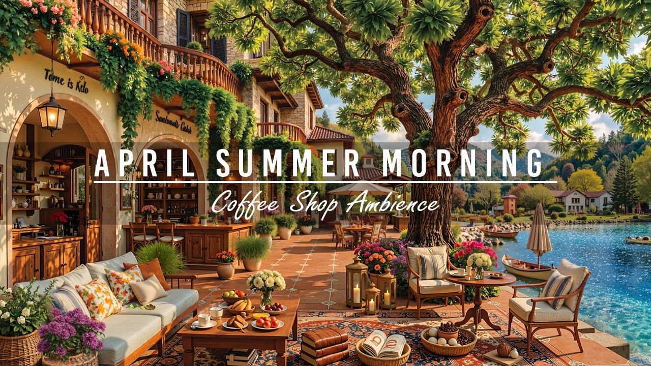 Soft April Jazz Music for Stress Relief 🌤️ Positive Summer Morning at Outdoor Coffee Shop Ambience