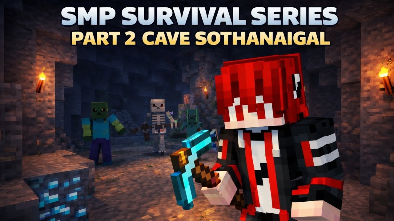Minecraft Smp survival series part 2 cave sothanaigal