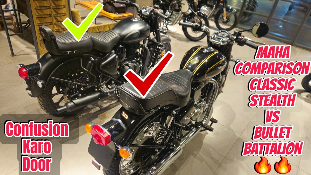 2025 Classic 350 Stealth Black vs New Bullet 350 Battalion Black | Full Comparison, Review & Price |